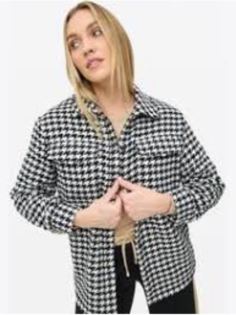 Nasty Gal Oversized Houndstooth Shacket Size 2 (small)